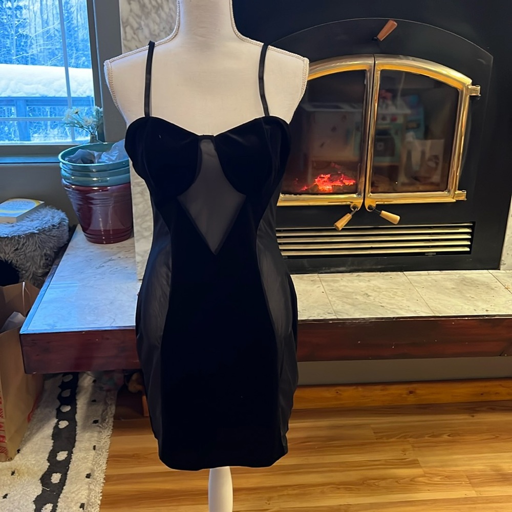 Mesh Panel Mini Dress